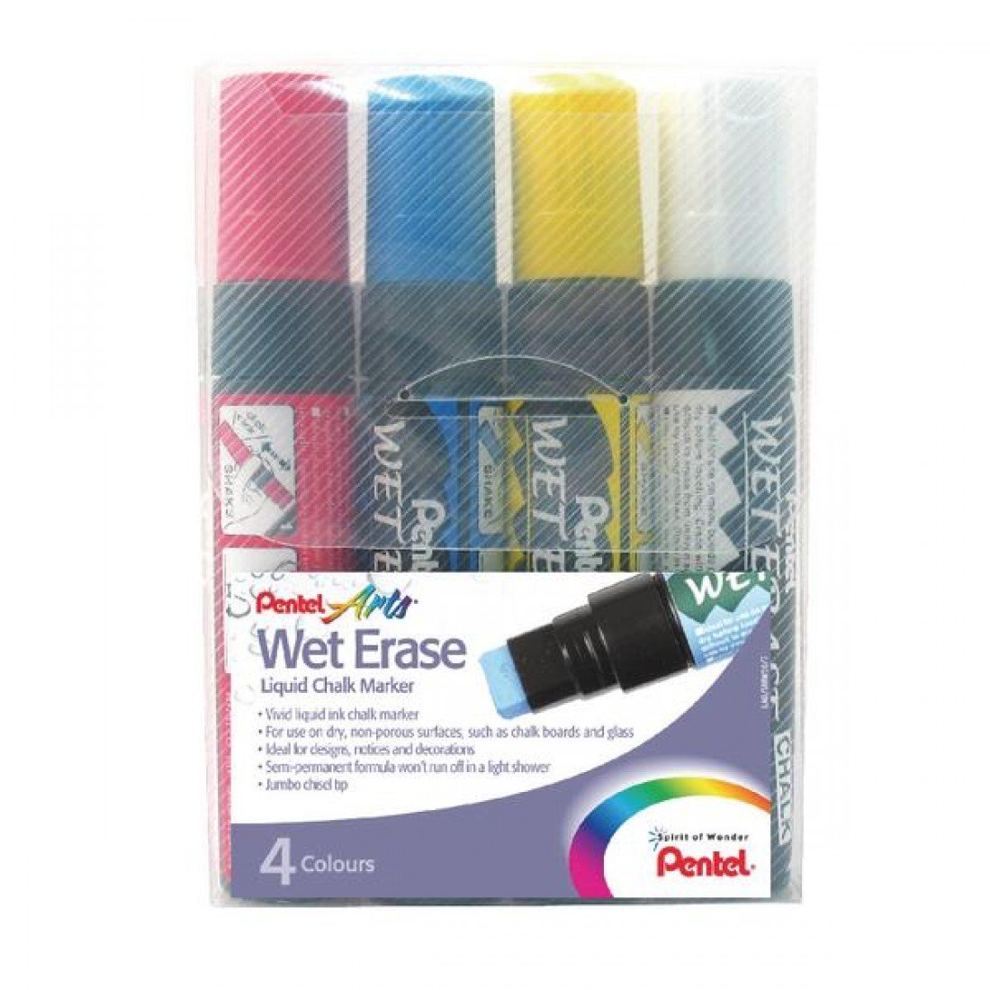 Pentel Wet Erase Chalk Marker Chisel Tip 10-15mm Line Assorted Colours