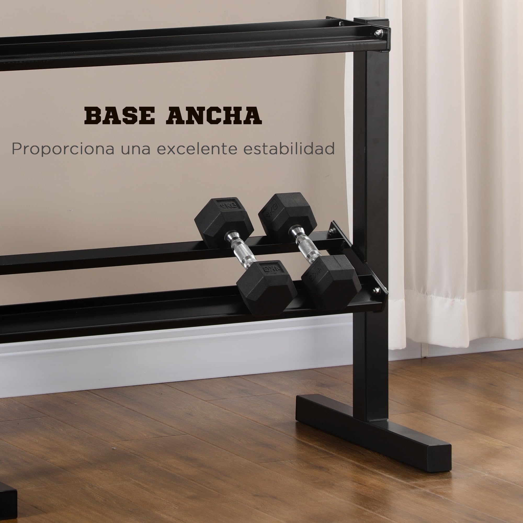 SPORTNOW Estante para Mancuernas 2 Niveles Acero 94x52,5x82 cm Negro | Soporte de Almacenamiento para Mancuernas, para Gimnasio en Casa o Oficina, Carga 270 kg