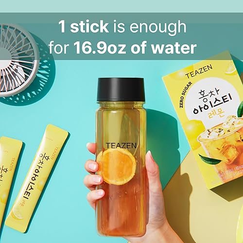 Miniatura 4 de Teazen Té de frutas, sin azúcar, té negro uva, caliente o helado, 10 palitos, 1.76 onzas (limón)