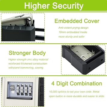 ZHEGE Key Lock Box for Outside, Key Box Wall Mount & Hang (Grey)
