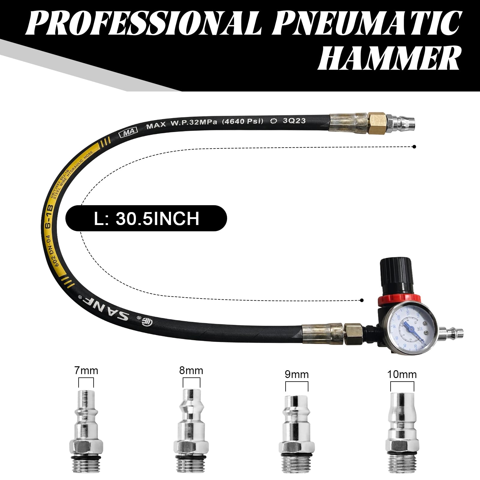 JAOGAUS Extractor Neumático de Inyectores con Manómetro y Adaptadores, Kit de Extracción para Inyectores Diésel con Aire Comprimido, Compatible con Bo*SCH Delp*hi De*nso Sieme*NS
