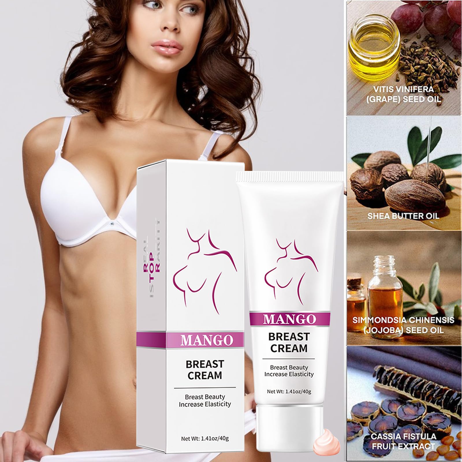 09 Crème d'amélioration de la Poitrine, 40g Crème Augmentante et Hydratante pour la Poitrine, Crème Raffermissante Et Lifting Pour Les Seins Crème De Massage Du Sein Crème