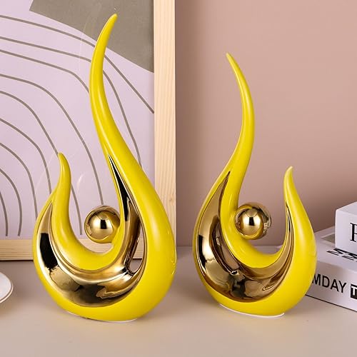 Vista 49 de XMGZQ Decoración verde azulado para el hogar, escultura de pareja verde y dorado, estatuas de cerámica verde, estatua de cerámica de arte abstracto