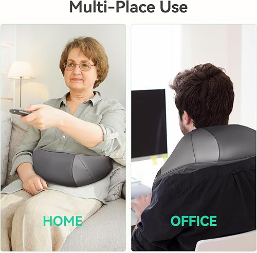 Miniatura 6 de Snailax Shiatsu Masajeador de cuello y hombros, masajeador de espalda con calor relajante, almohada eléctrica de masaje profundo de cuello y