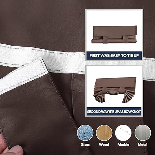 Miniatura 5 de Cortinas opacas para puertas francesas, cortina de puerta Tricia con aislamiento térmico para puerta de patio, persiana autoadhesiva con lazo,