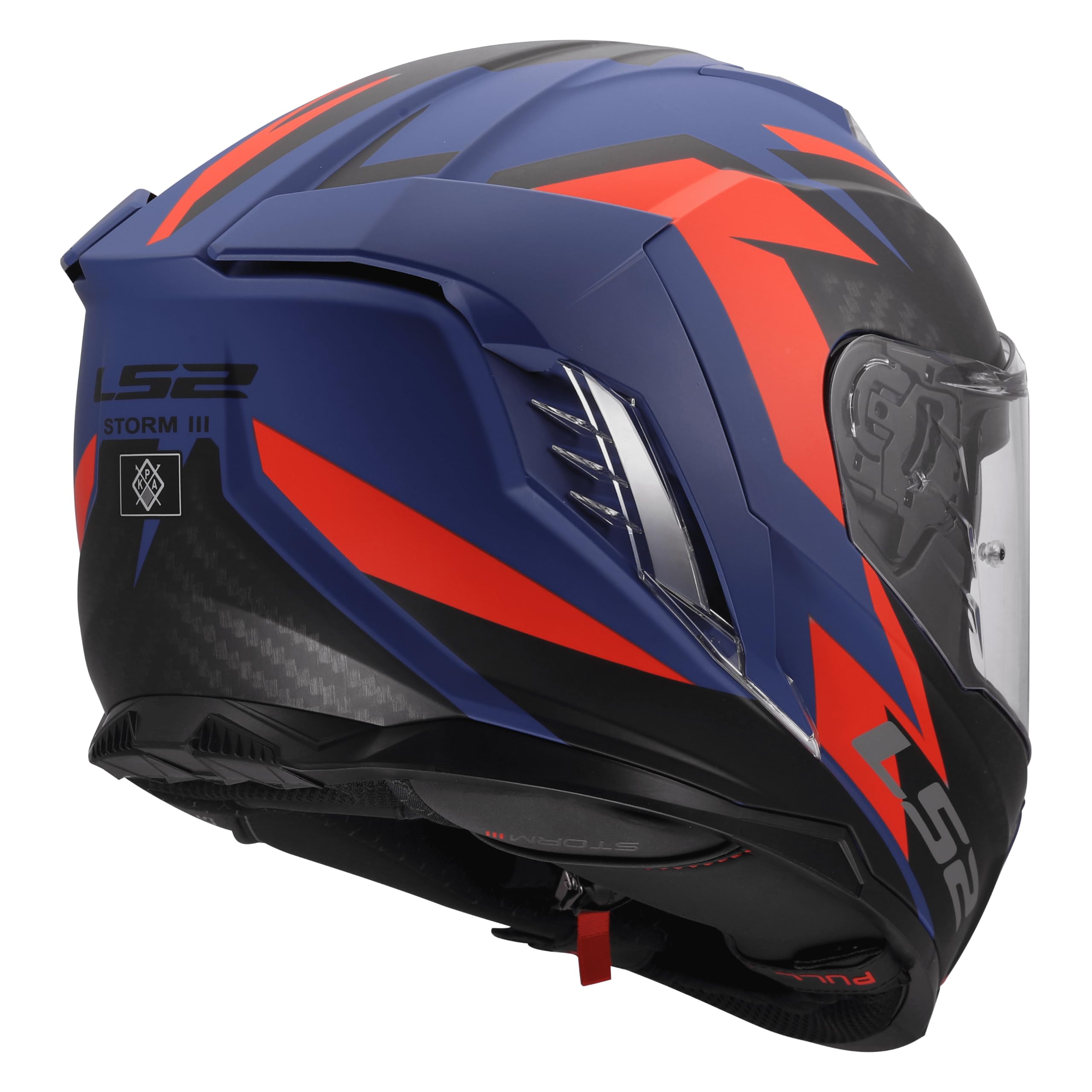 LS2, Integraler Motorradhelm STORM III DYNAMO Blue Red, XXS