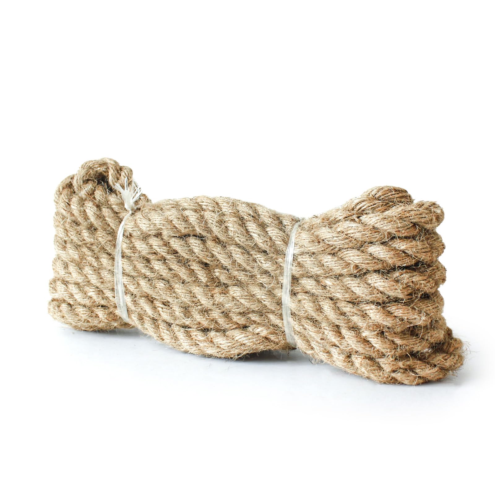 Jute Rope 1/2 inch x 50 ft, Natural Twisted Manila Rope Thick, Multipurpose for Indoor and Outdoor Use, for Porch Swing, Crafting, Home Decor, Cat Scratch Post