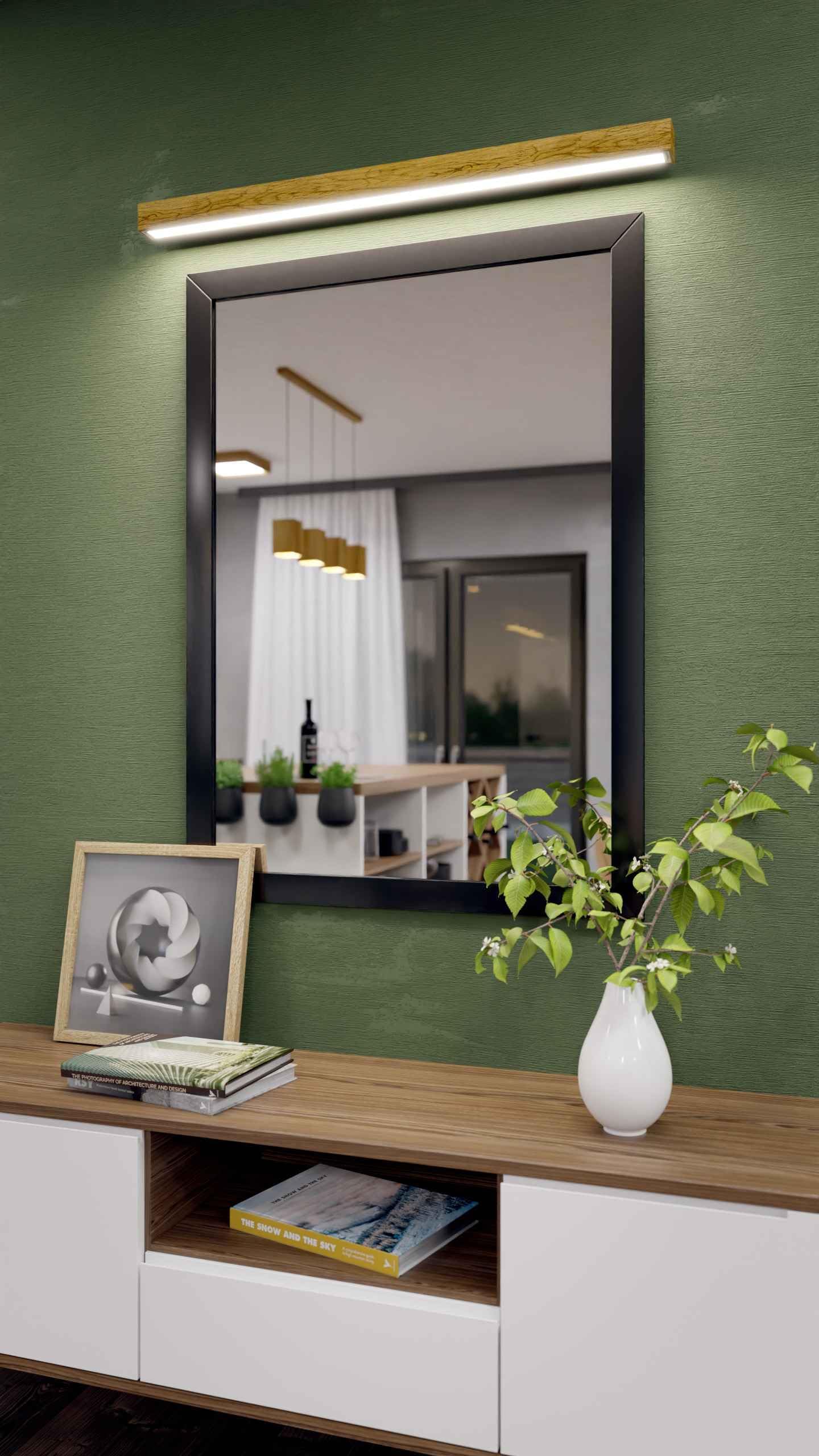 LED Wood Spiegelleuchte Bad aus Eichenholz 40 cm - Handgefertigte Wandleuchte Innen Holz - Wandlampe Badezimmer, Schlafzimmer und Flur - Spiegel Lampe Wand 18 W 1050 Lm Neutralweiß Licht 4000 K