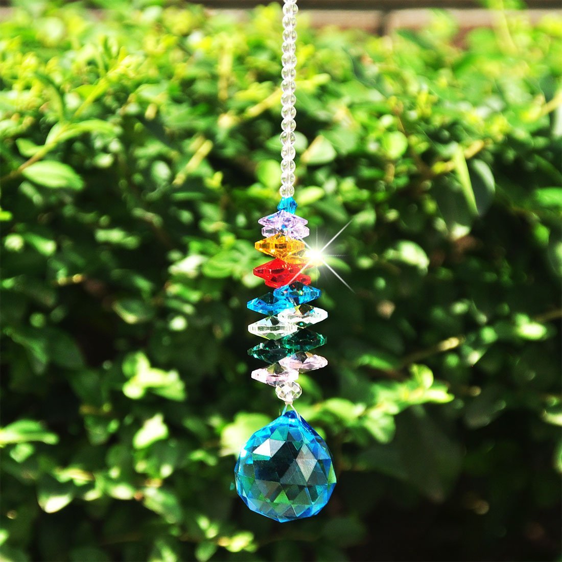 GL Sparkling K9 Crystal Glass Crystal Car Hanging Rainbow Suncatcher Beautiful Balcony Garden Hanging Ornament A24-image-19
