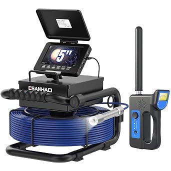 Sewer Camera with Locator Drain Snake Plumbing Inspection Camera 5 Screen with Video Recording DVR Included 32GB TF-Card