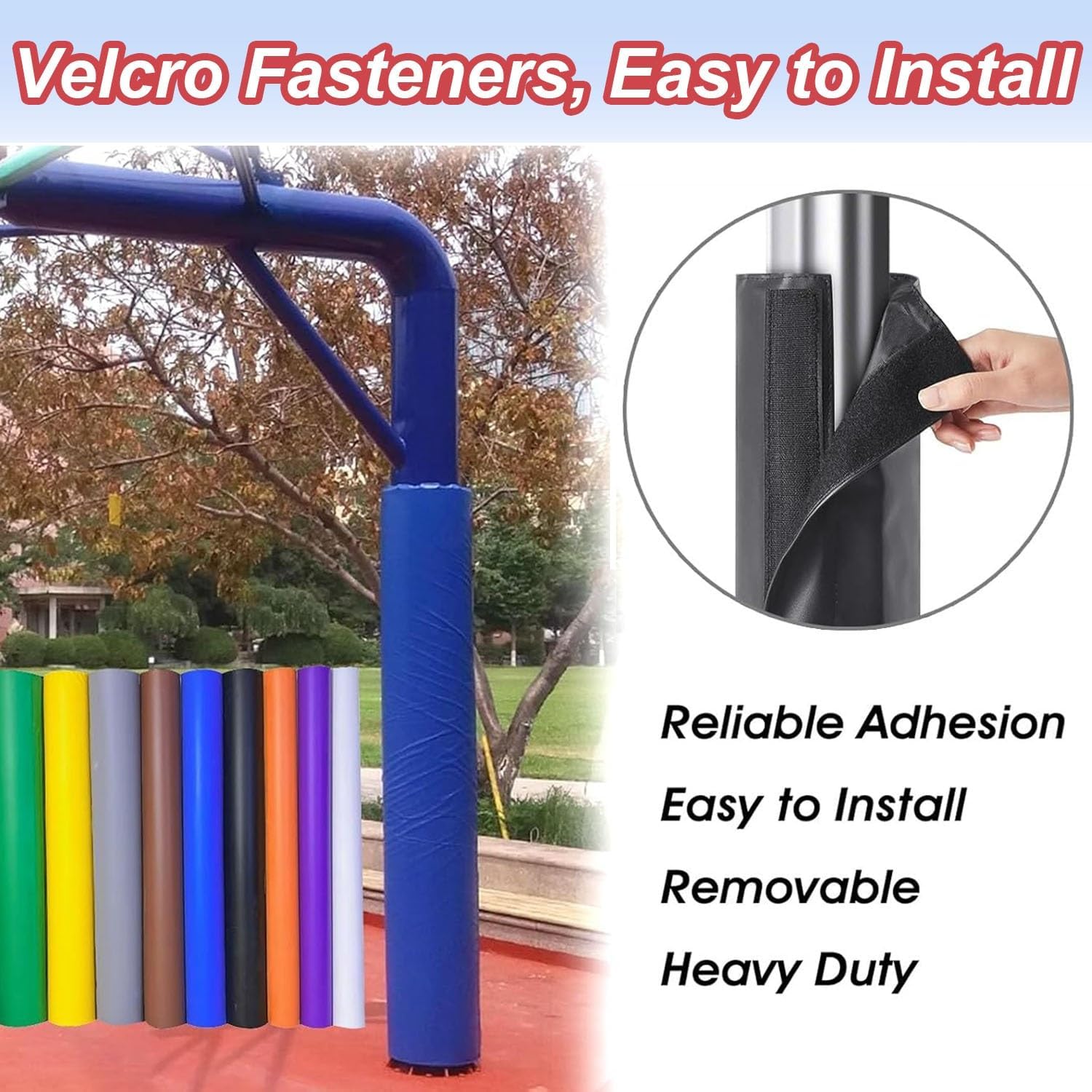 4 5 6 FT Full Wrap Around Foam Post Protector Padding Blue, 6ft Tall Basketball Pole Replacement Pads for Round Pole for Parking Lot/Playground/Gym​