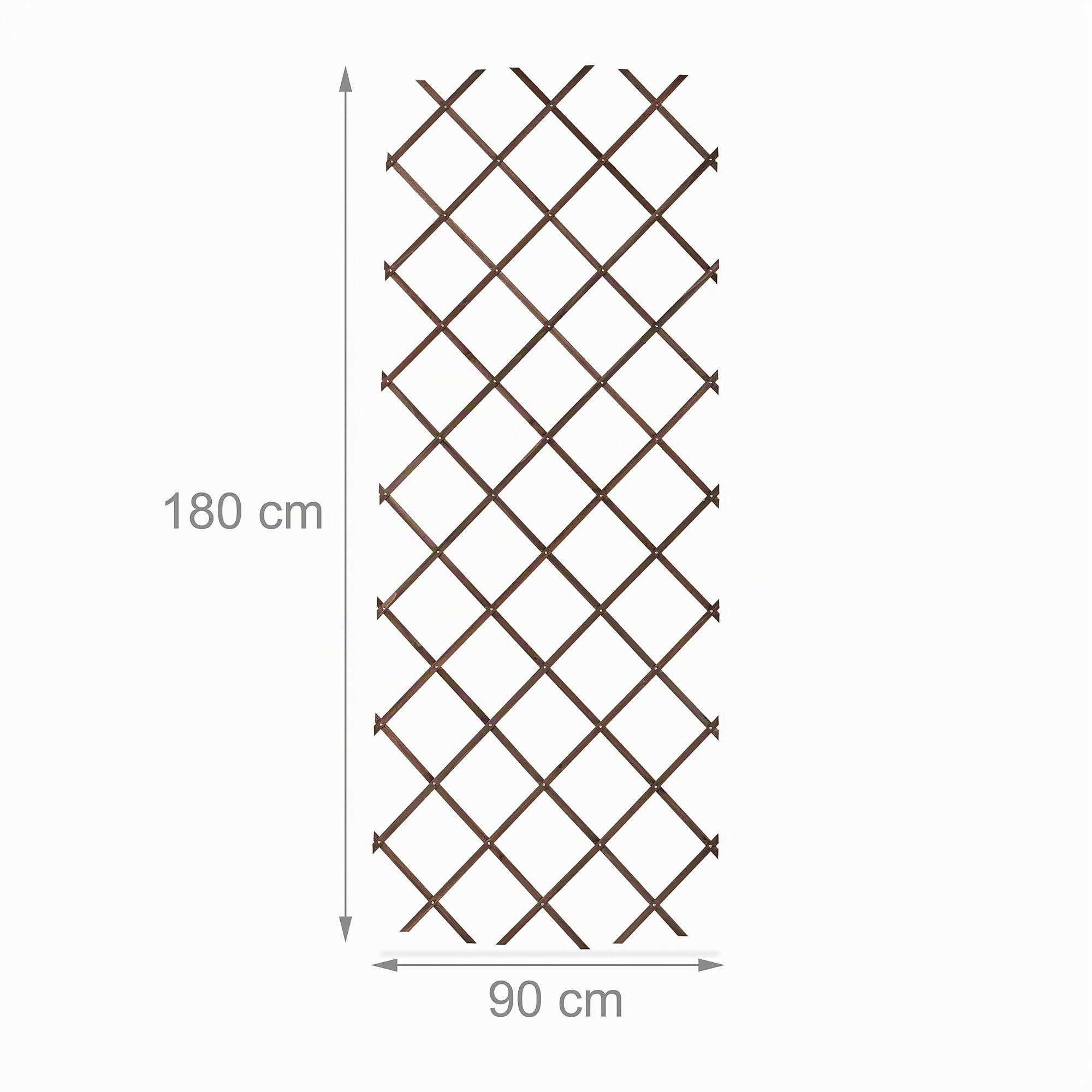 Relaxdays Grigliato in Legno per Rampicanti Allungabile 180x90 cm, Set 3 Tralicci Piante da Giardino e Balcone, Marrone