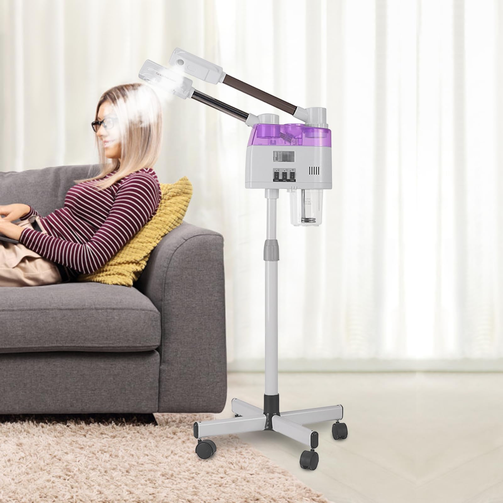 2 in 1 Gesichtsdampfer 800W Kosmetikstudio Gesichtssauna Verdampfer mit heißer und kalter Düse Dampfgerät Spa Maschine Luftbefeuchter Schönheit für Feuchtigkeitsspend und Hautpflege
