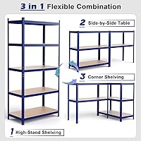 Vista 4 de ERGOMASTER Estantes de almacenamiento de garaje de 5 niveles, estantería de 2920 libras, estantería resistente, ajustable, sin pernos, organizador