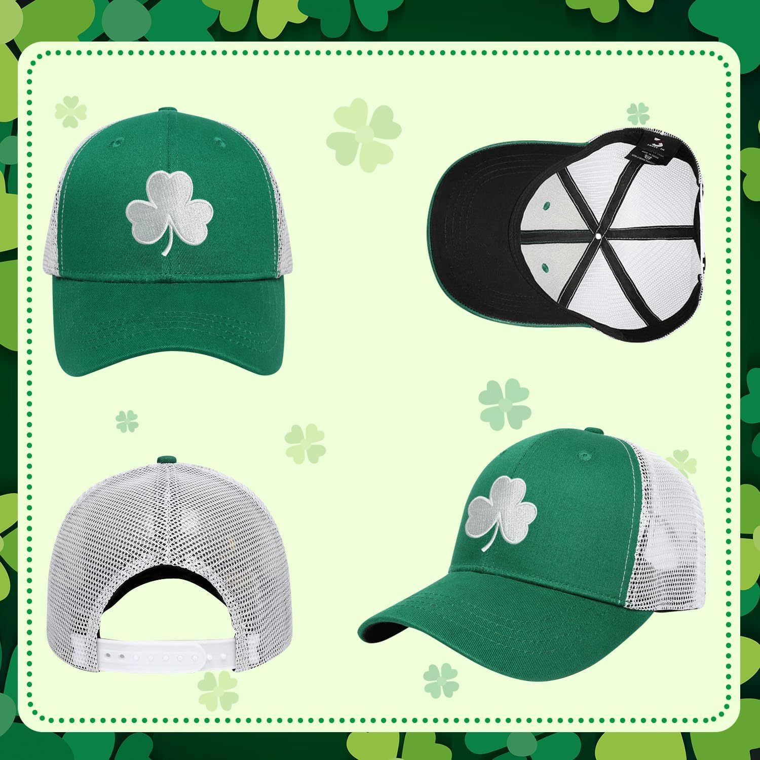 St Patricks Day Hat for Men Women Shamrocks Baseball Cap Green Dad Hat Irish Costume Parade Activities March