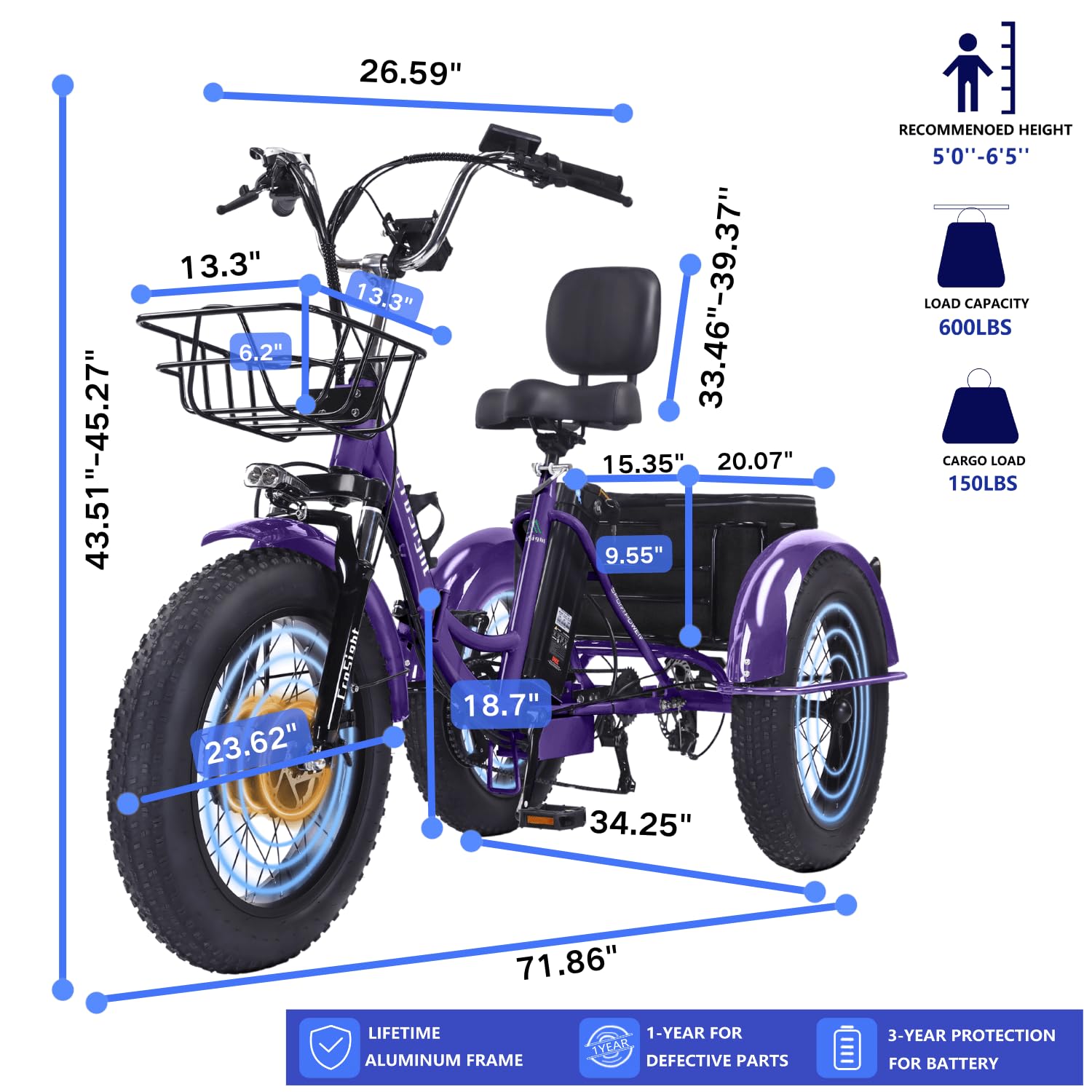 2.0 Electric Tricycle for Adults, 20"x4" Fat Tire Folding Electric Trike, 750W 48V 20Ah Battery, Built-in Speaker, USB Port, 7 Speed, 3 Wheel E-Trike