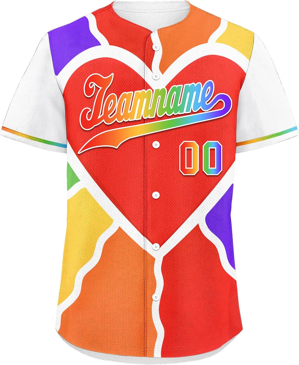 Custom Pride Baseball Jersey for Men Women Personalized Name Number Rainbow Shirt LGBTQ Button Down Team Uniform