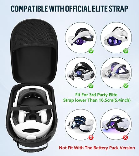 Miniatura 4 de YRXVW Large Hard Carrying Case Compatible with MetaOculus Quest 3, VR Headset with Elite Strap and Touch Controller, and Headstrap VR Accessories,