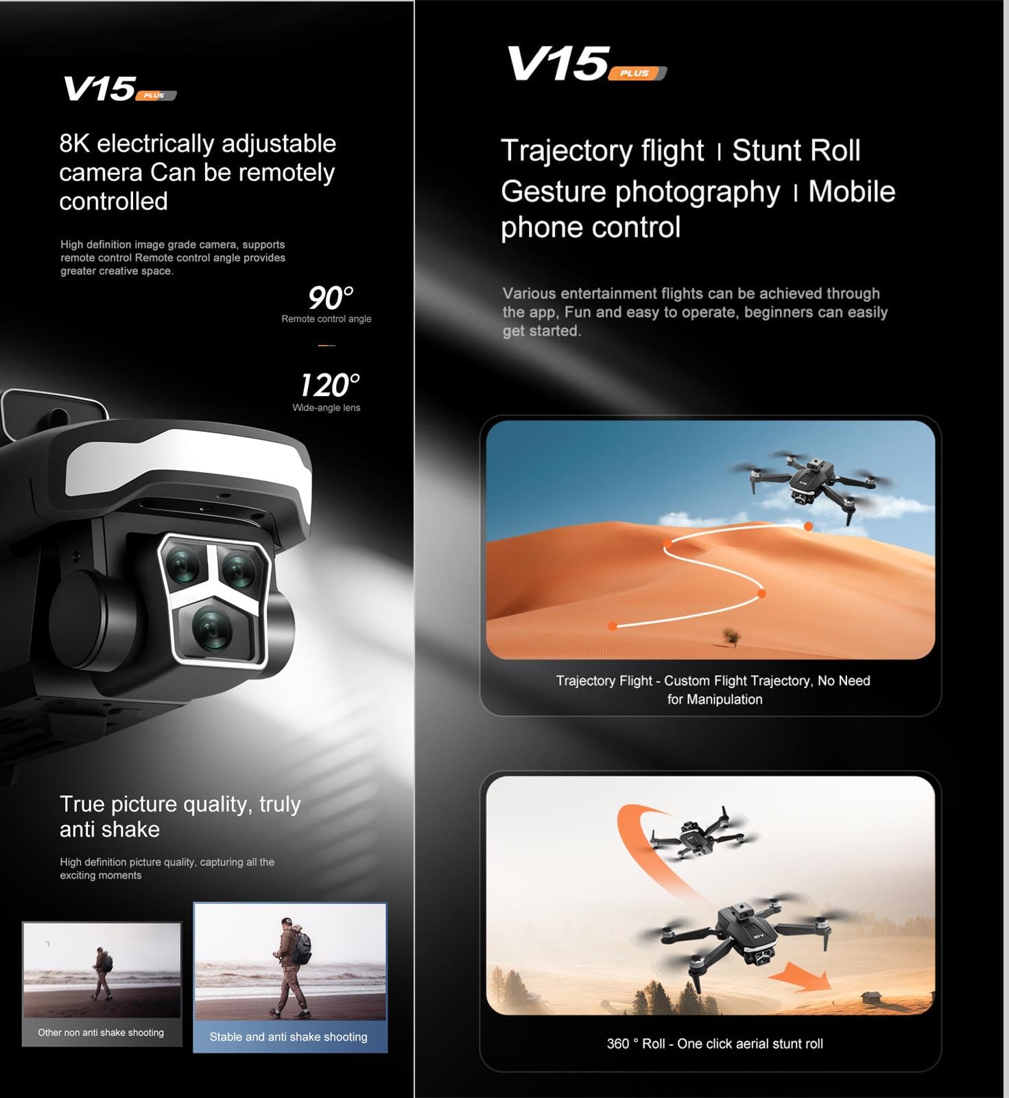 V15 MAX Drohne 8K Professionell Mit Bildschirm WiFi FPV Hindernisvermeidung Bürstenloser Motor Fernsteuerung Quadcopter