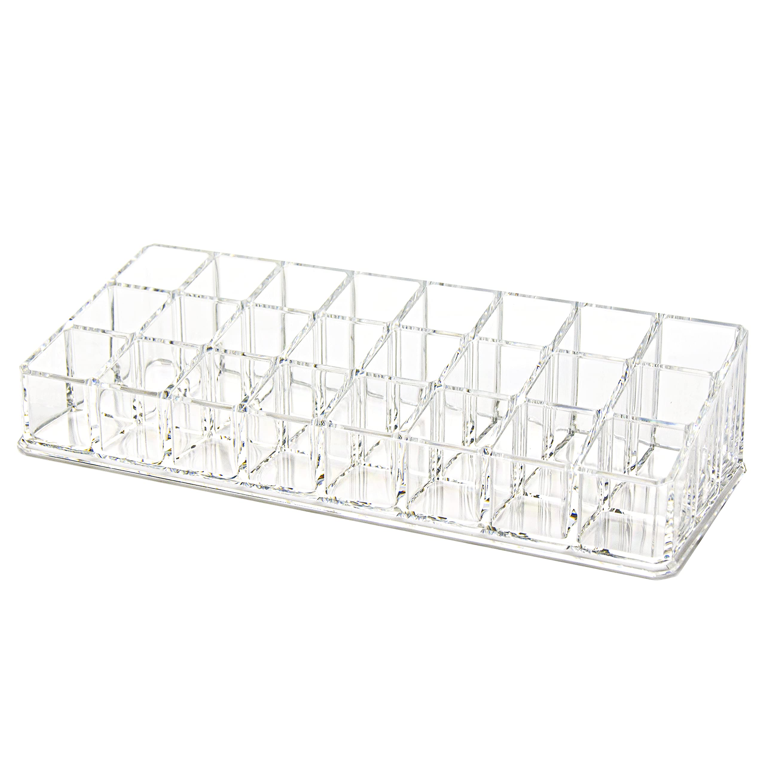 OFRANK Lipstick Holder, 24 Spaces Clear Acrylic Lipstick Organizer Display Stand Cosmetic Makeup Organizer for Lipstick, Brushes, Bottles, and More