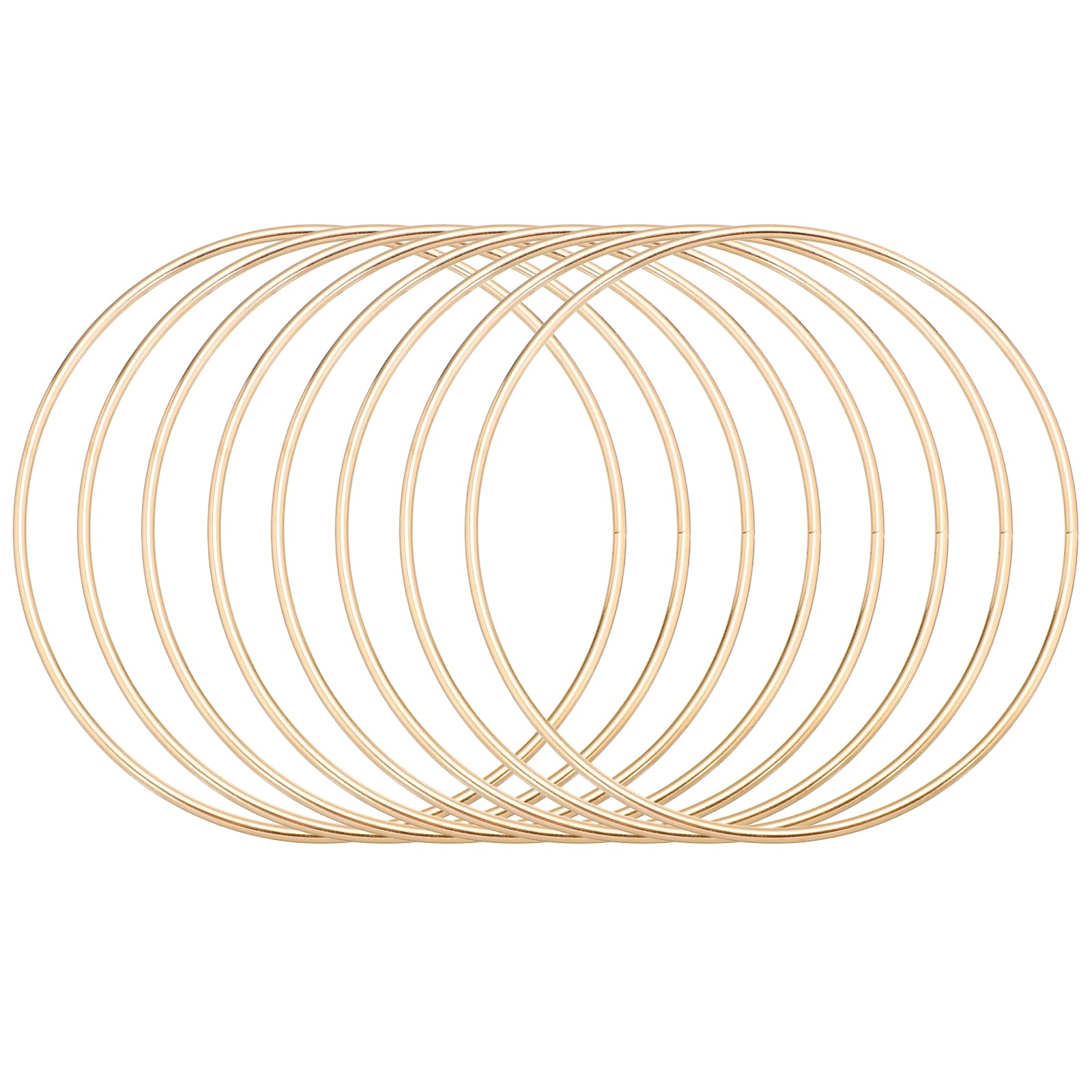 sourcing map 8Pcs Dream Catcher Rings, 4.7" Metal Hoops, Gold 4.5" — image 1