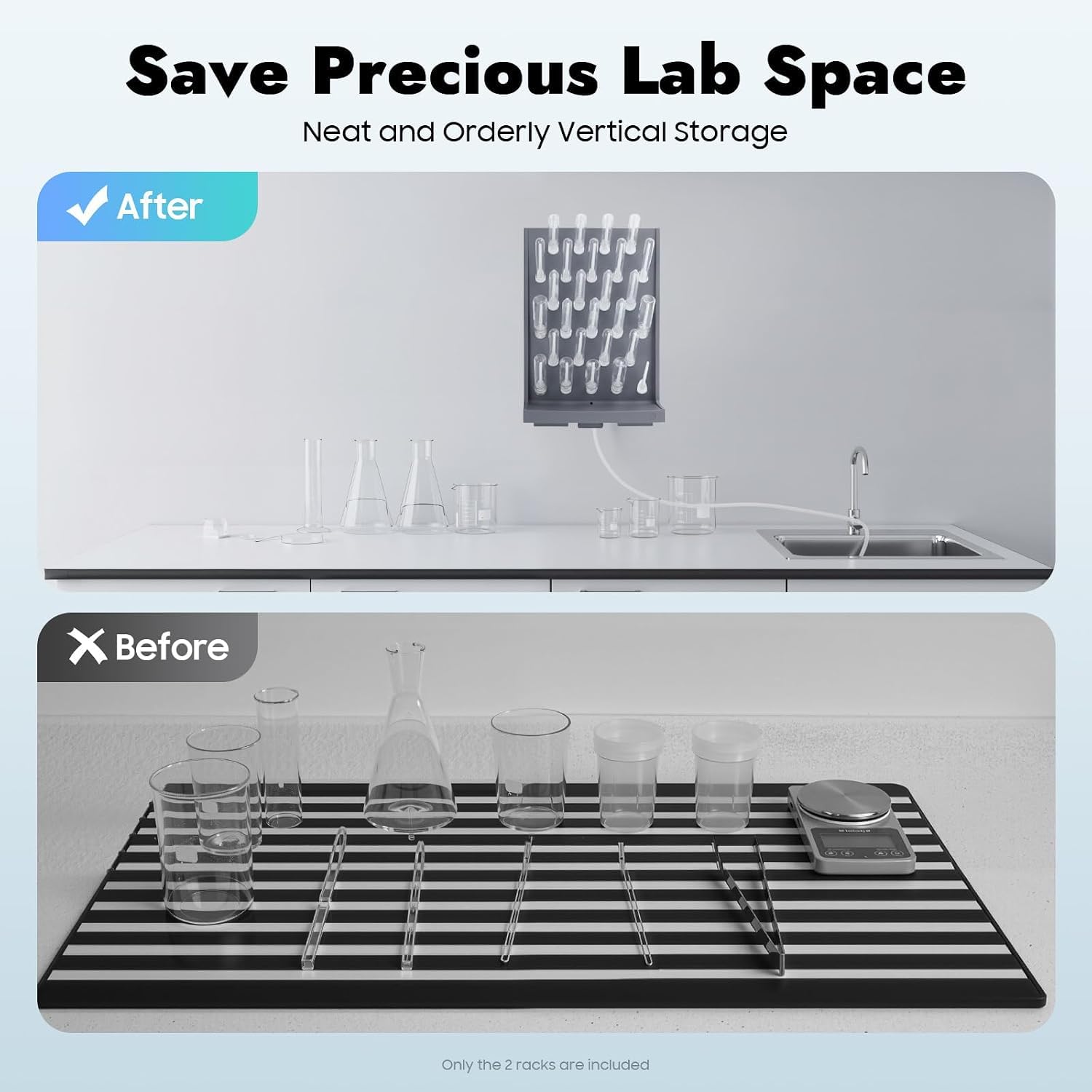 Supporto Per Asciugatura Di Provette In Vetro, 2 Supporti Da Parete Con 54 Pioli, Supporto Per Scolare Becher E Provette Da Laboratorio, Pannello Forato Per Scuola E Laboratorio, Per Utensili In