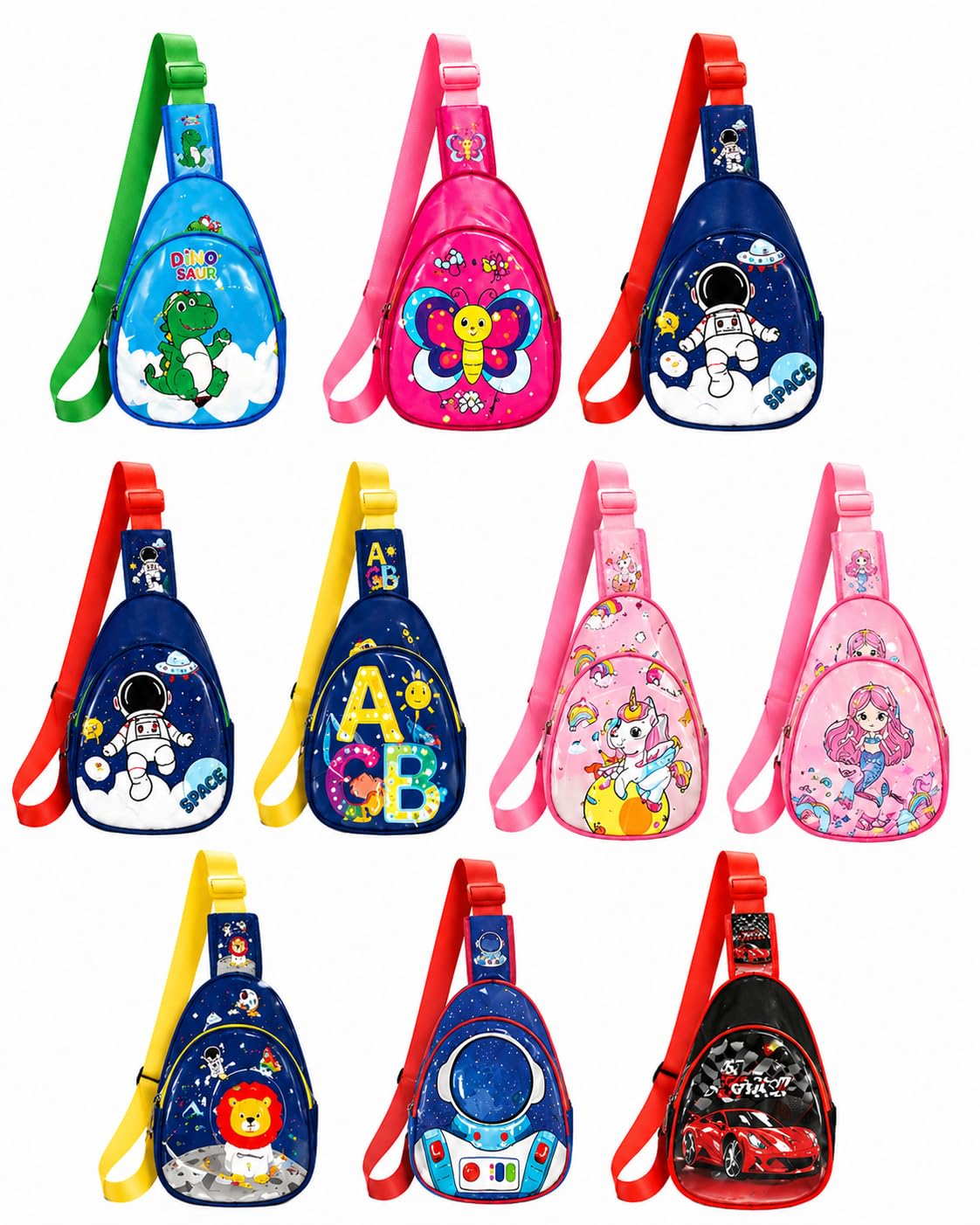 Kids Sling Bag, Cartoon Themed Crossbody Chest Bag for Boys and Girls, Multicolour (Packs Of 10),Bday Return Gift, Shcool, Picnic, Outdoor Activities-image-4