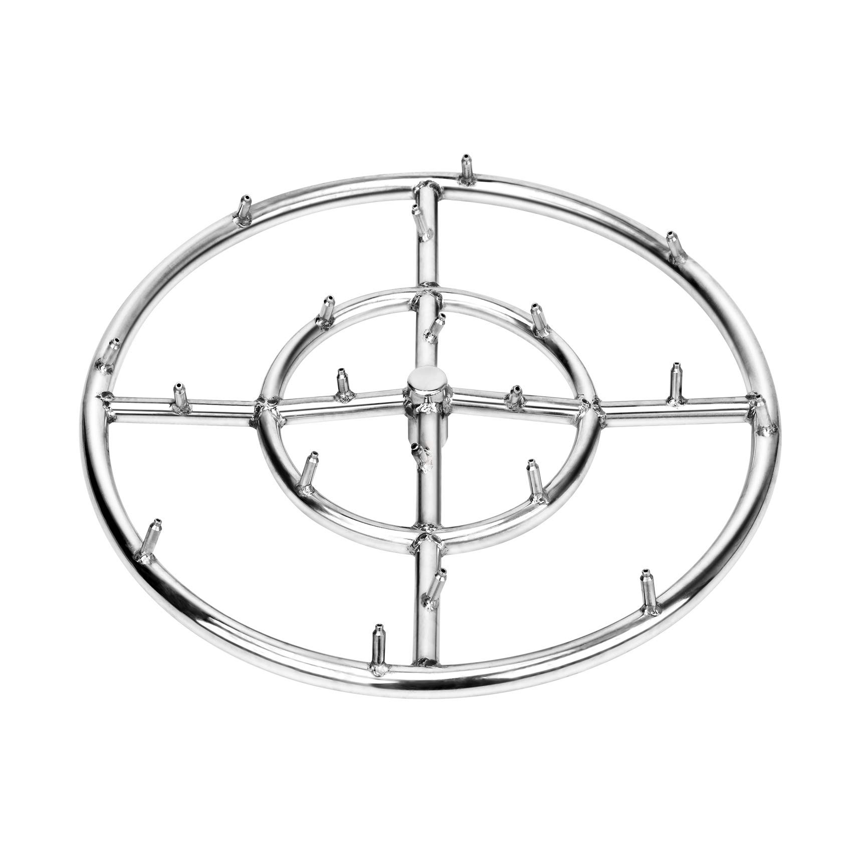 Stanbroil Okrągły pierścień palnika strumieniowego ze stali nierdzewnej 45 cm do paleniska gazowego naturalnego lub propanowego, stal nierdzewna serii 304, podwójny pierścień