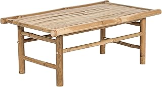 Beliani Mesa de Centro de bambú 80 x 45 cm Madera Clara Todi Maciza diseño rústico Interior Exterior Tono Claro