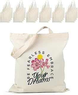 Lzerking 24 Pack Large Canvas Tote Bag Bulk, 14.5x16.3 Inches Blank Tote Bags for DIY Projects, Gift