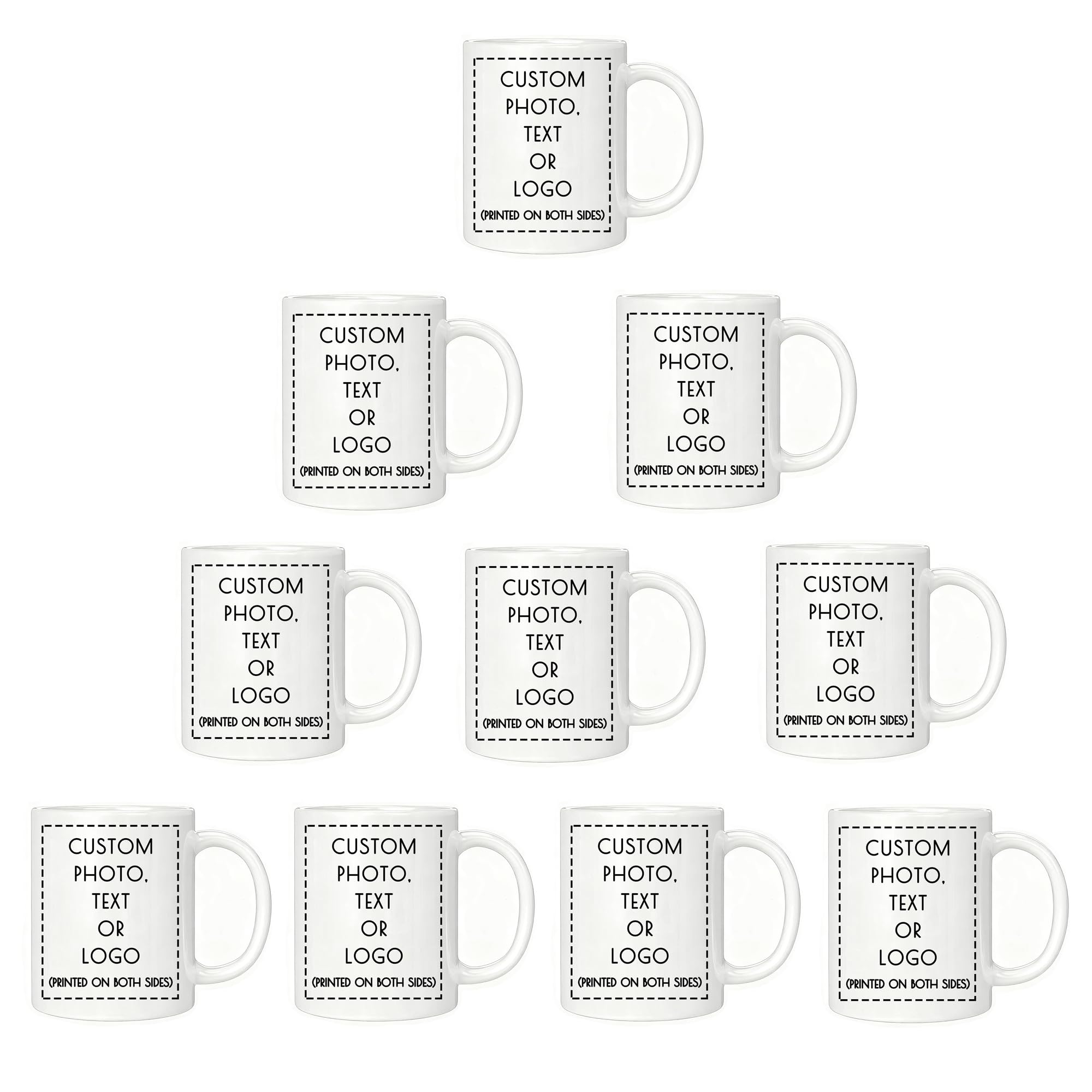 Personalized Bulk Coffee Mug-Set of 96 11OZ Custom Picture Logo Text Ceramic Mugs Customized Gift for Men Women