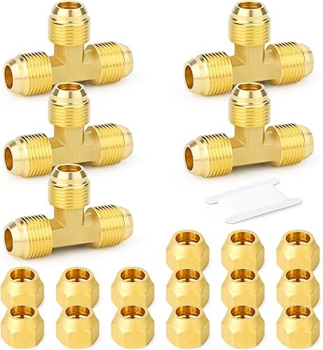 Miniatura 69 de GASHER 10 piezas de latón SAE 45 grados Flare Tube Fitting, 1/2" Flare Nut Aire Acondicionado Tubo de cobre Extensión de tubo de cobre a tope Tuerca