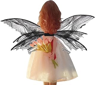 Asas De Fada | Asas De Fada De Elfo Preto | Asas De Fantasia De Halloween Chique | Asas Brilhantes Para Adultos | Com Alças Elásticas | Asas Decorativas Para Festa Aniversário