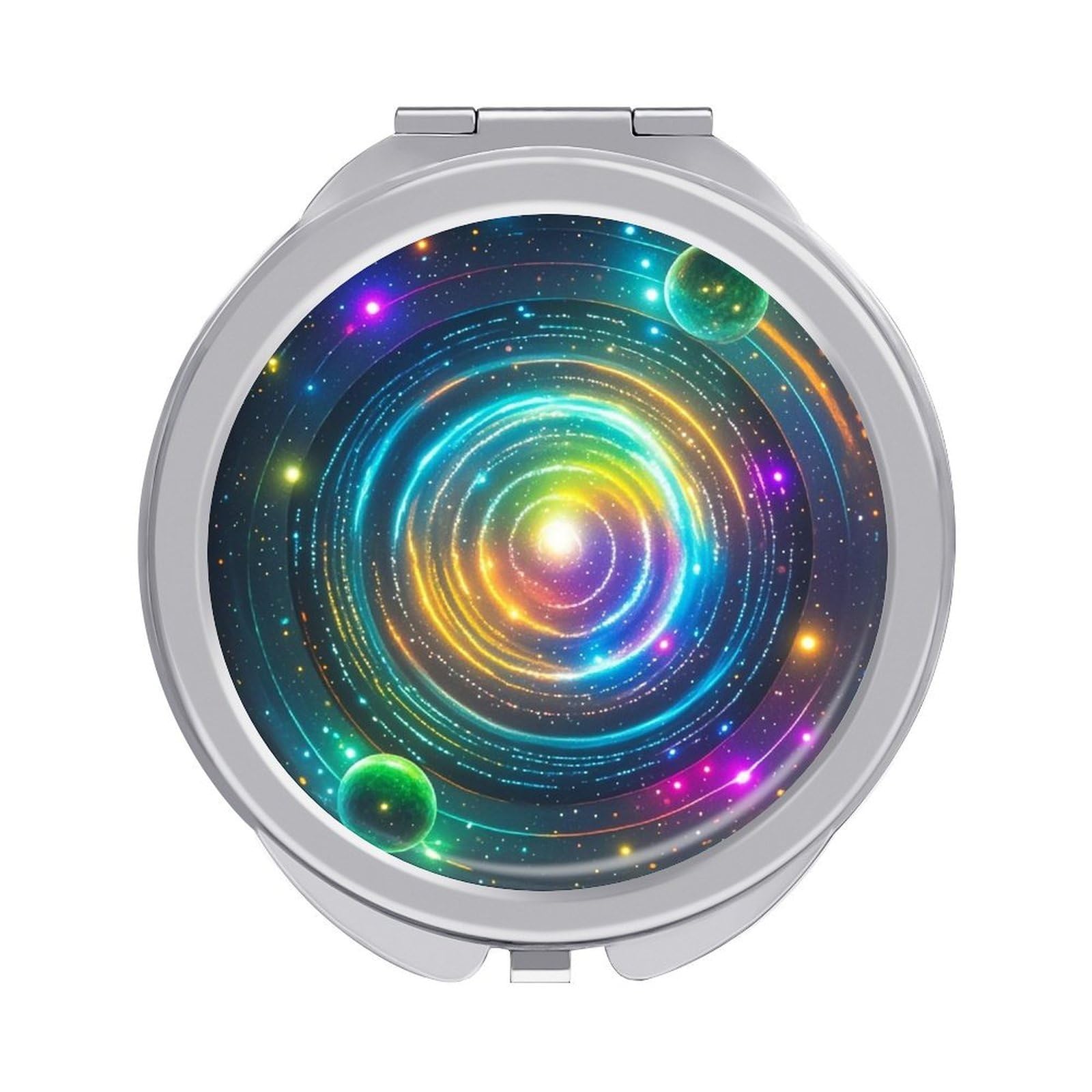 LZQPOEAS jpg Travel Makeup Mirror 1X/2X Magnifying 2.4In Double Sided Metal Round Compact Mirrors Portable Mini Mirror for Purse, Pocket Folding Handheld for Women Gift