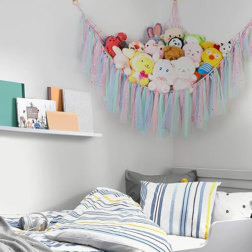 Miniatura 6 de YELIENM Red de animales de peluche o hamaca con luz LED, red de hamaca de juguete de 59 pulgadas para animales de peluche, para colgar en la