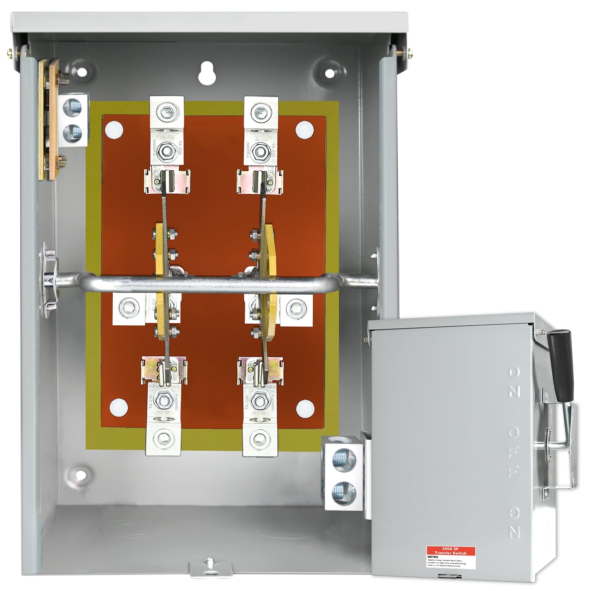 200A Manual Generator Transfer Switch, 2/3 Pole 120/240 Volt Transfer Switch, Heavy Duty 48000W General Double-Throw Safety Switches, Meeting NEMA 3R