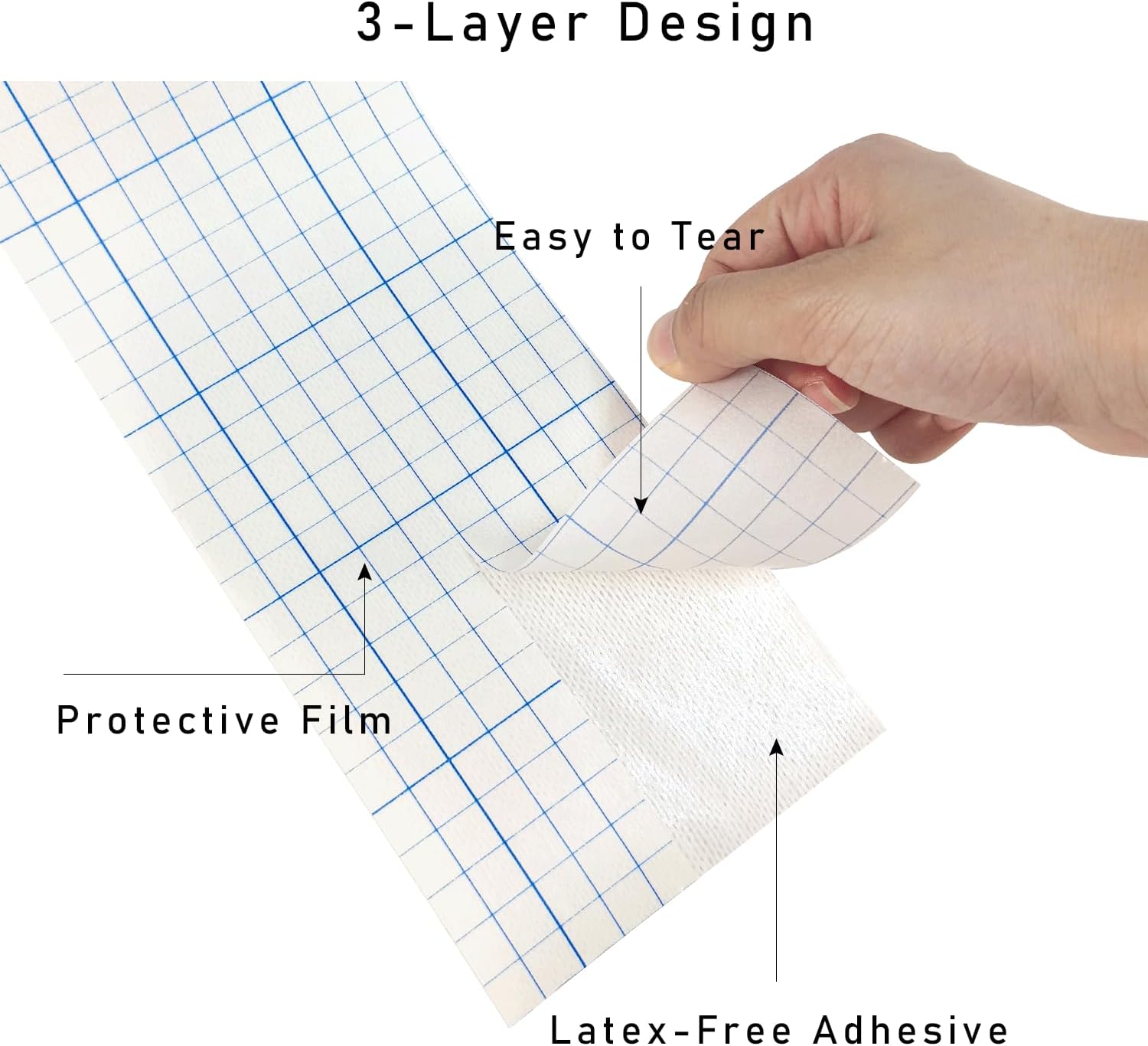 2 Packs Non-Woven Cover Roll Stretch Tape, Breathable Non-Woven Roll Tape Cohesive Wrap Bandages with Latex-Free Adhesive, 4" x 10 Yards - Image 3