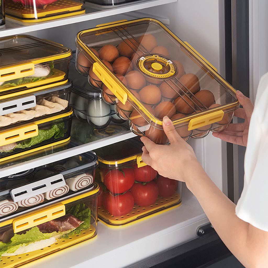 XISAOK Refrigerator Storage Holder Box 18-Grid/24Grid Kitchen Freshness Separated Fridge Holder Food Savers