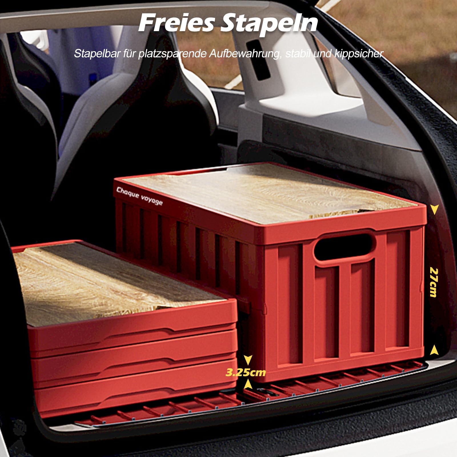 Ergocar Outdoor-Klappbox Stapelbare Robuste Und Praktische Box Mit Deckel 50 l Fassungsvermögen Kunststoff-Aufbewahrungsbehälter Geeignet Für Angelausflüge, Wohnmobile Camping Schlafzimmer