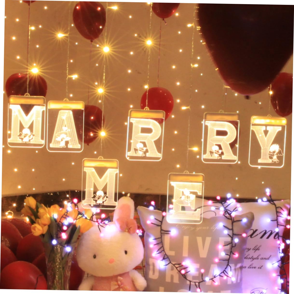 Heirate Mich LED Lichterkette USB Anschluss aus Acryl, Flammenlos