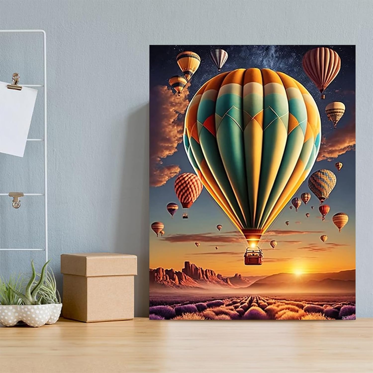 Hot Air Balloon Diamond Painting Kits, Diamond Painting for Beginners 5D Full Diamond Crystal Gemstone Art, for Bathroom Bedroom Decor or Gift Giving 12x16 Inch Christmas New Year Valentine's Day