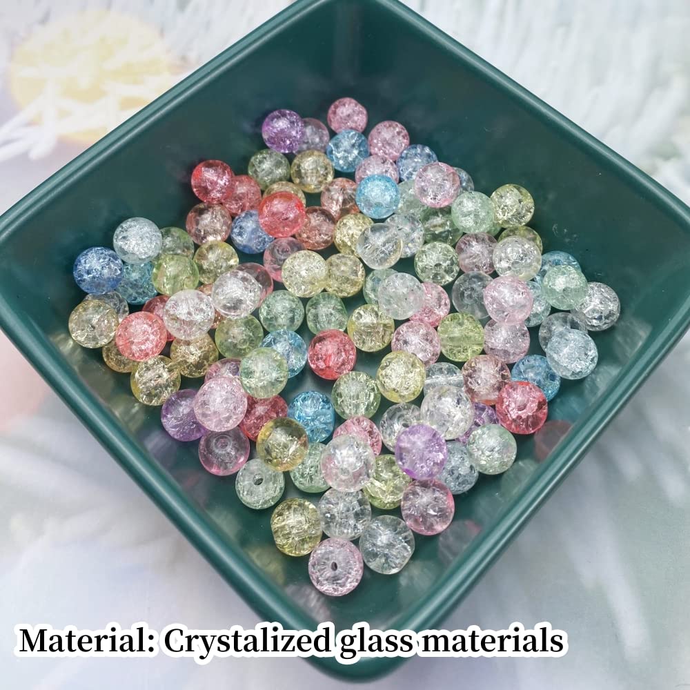 100pcs 8mm Crackle Glass Beads - Mixed Colors For DIY Jewelry Making (Bracelets, Earrings) - View #11