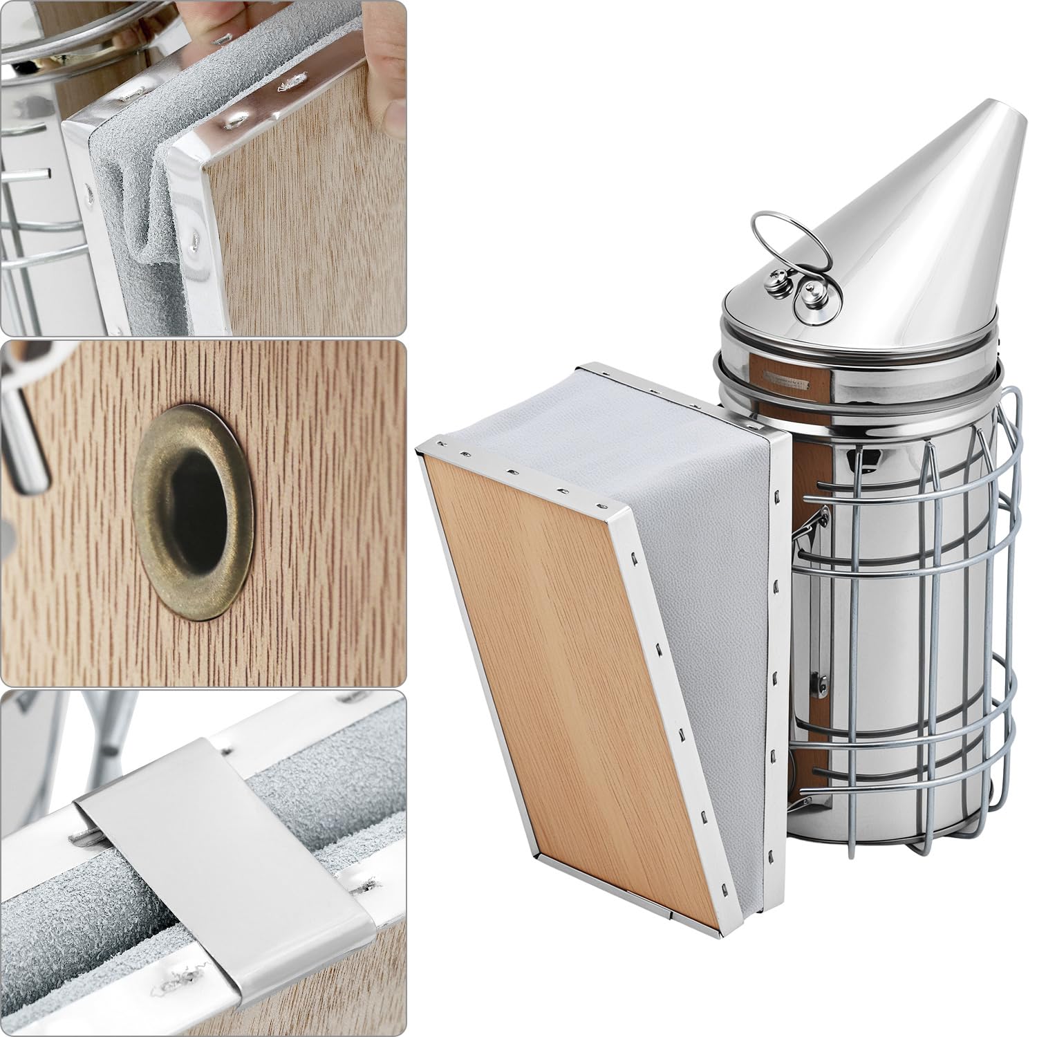QWORK® Fumeur Bee Hive en acier inoxydable, fumeur d'abeille, fournitures d'apiculture