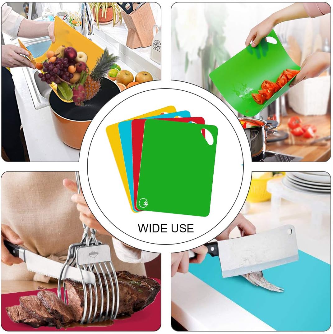 Buу 2 gеt 3 HENGMAO Cutting Board Extra Thick Flexible Plastic Cutting Board 15 by 12 inch for Kitchen, Set of 4, Colored Dishwasher Safe Cutting Board Mats with Food Icons & Easy Grip Handles