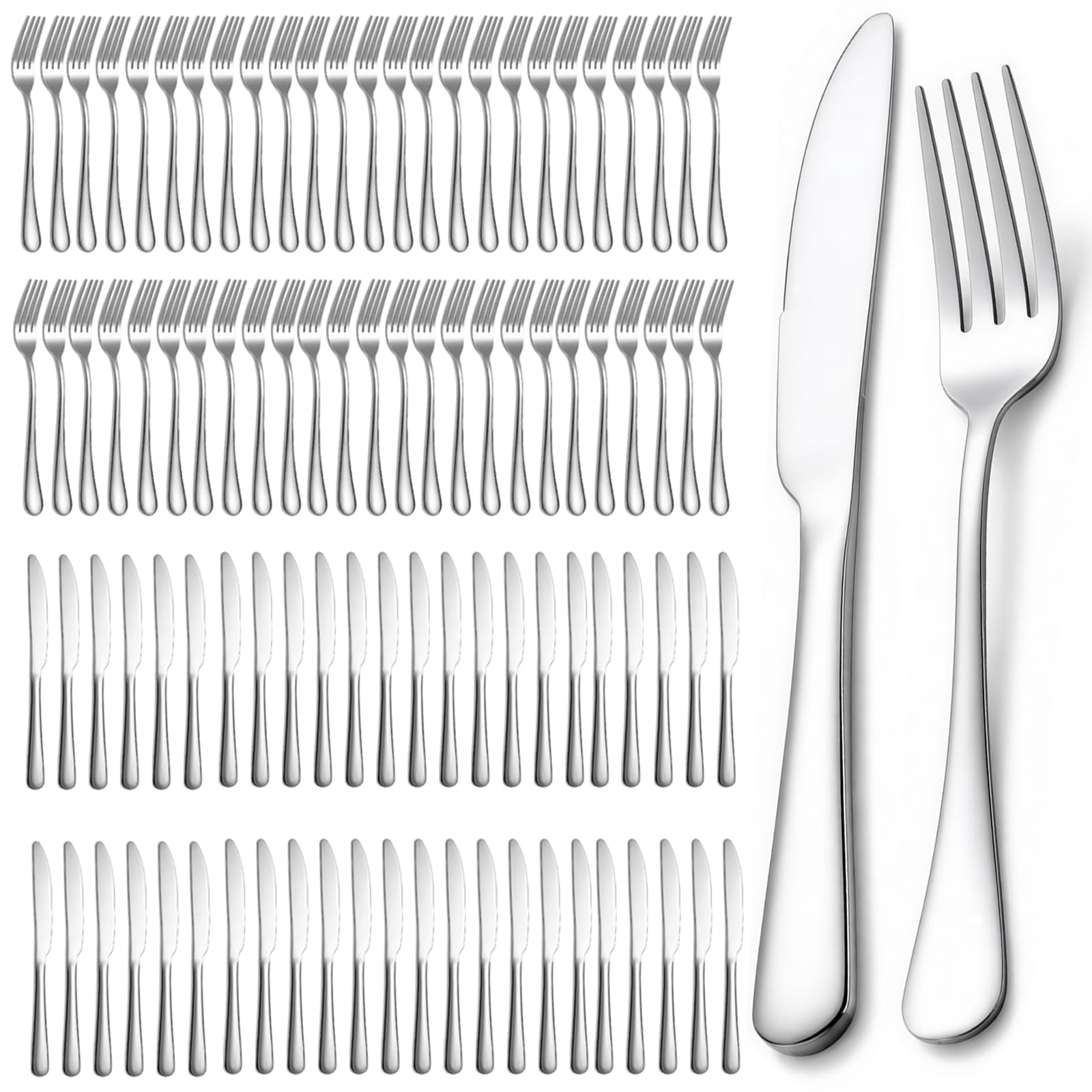 Gold Silverware Set - 100 Forks & Knives -9