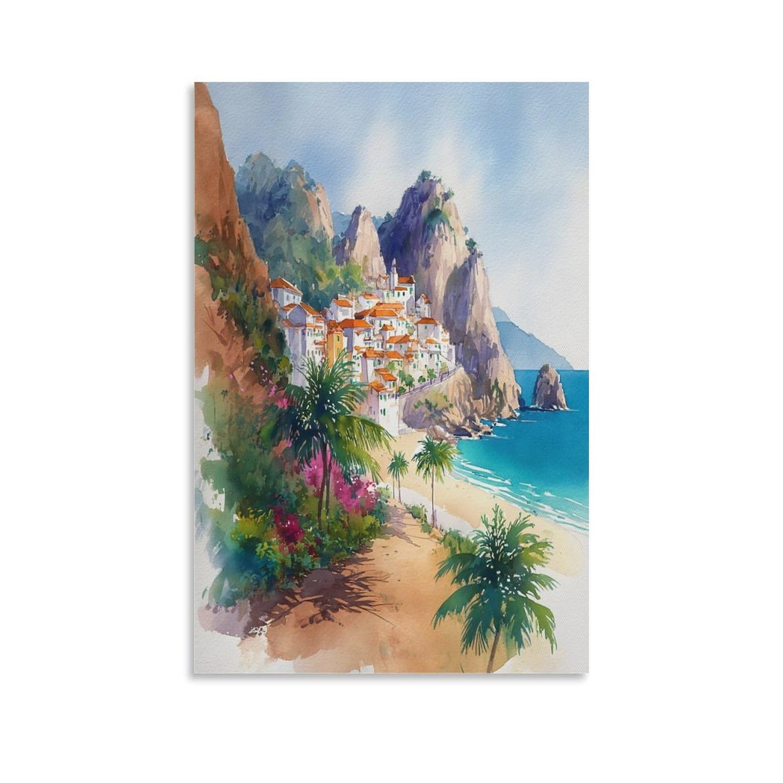 XWYMXZ Cabo San Lucas Watercolor Painting Mexico Travel Poster 08x12inch(20x30cm) Vintage Watercolor Canvas Art