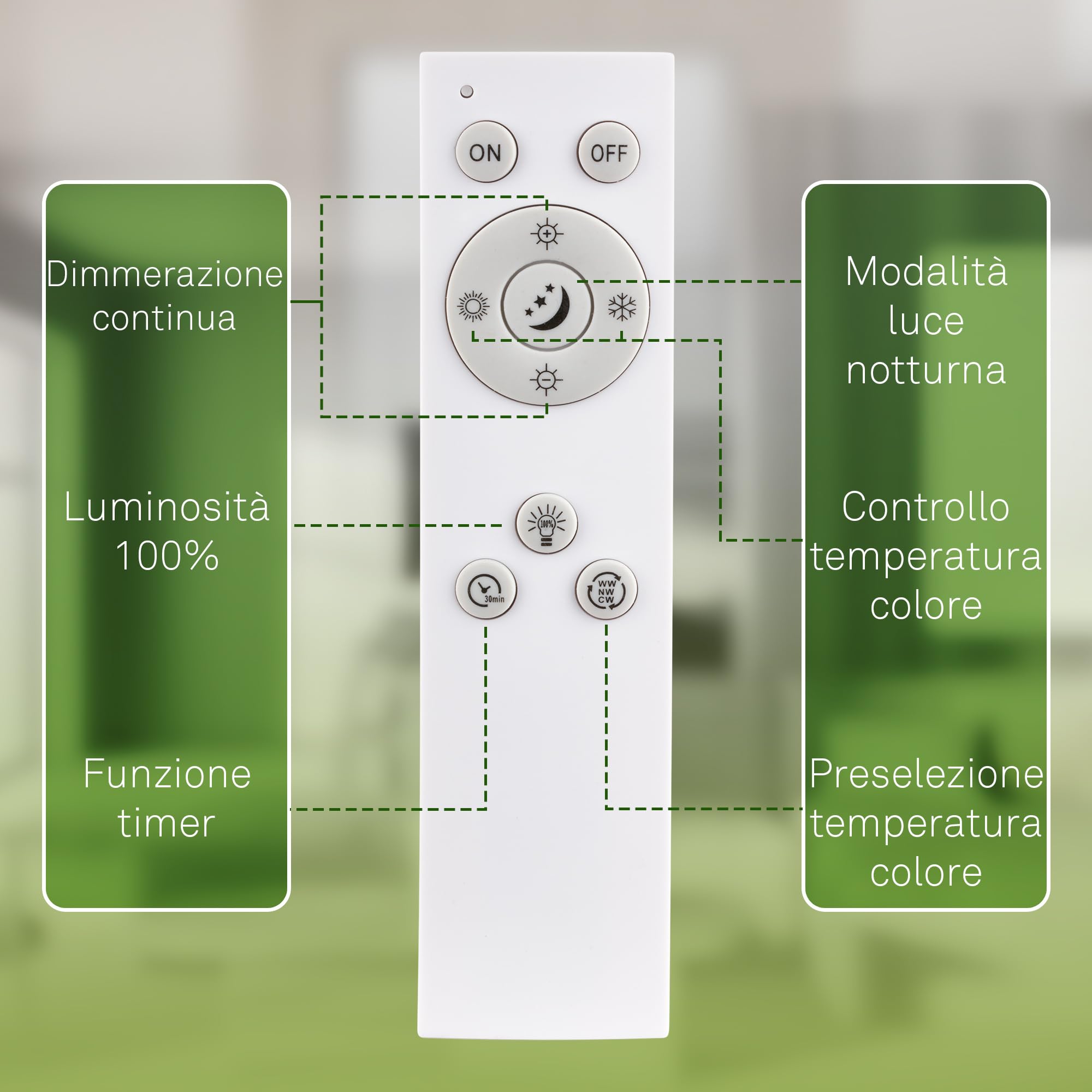 BRILONER - Plafoniera LED con telecomando, CEE A sorgente luminosa, dimmerabile, luce notturna, da bianco caldo a bianco freddo, lampada soffitto, plafoniera soffitto, lampadario, 48 x 8 cm, bianco