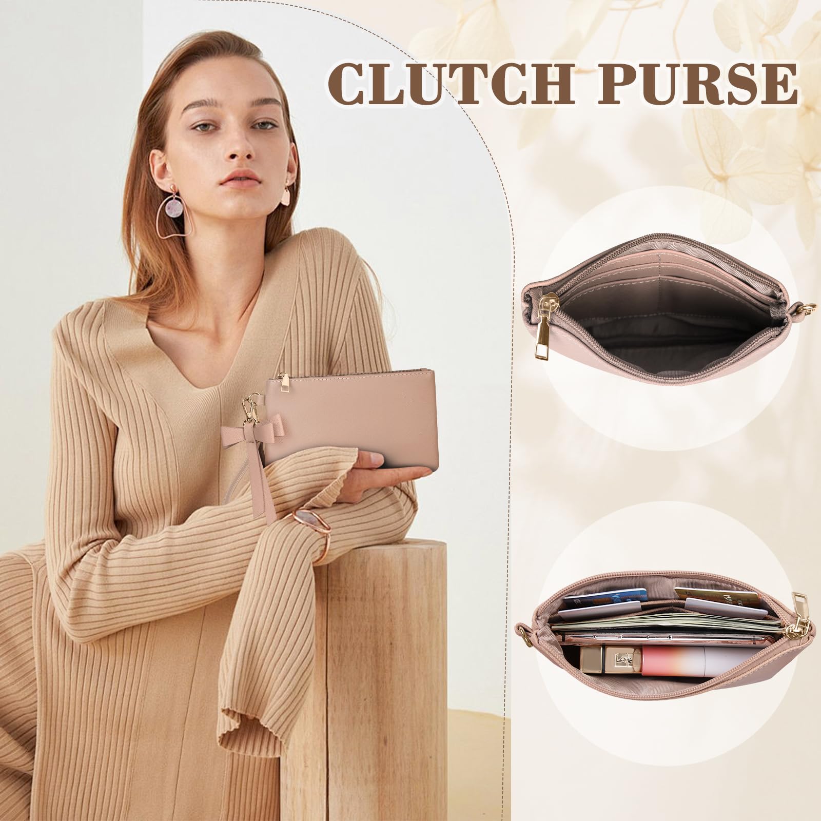 RAINSMORE Borsa da Lavoro Donna con Pochette Borsa Porta PC 15,6 Pollici Grande Borse a Mano Pelle PU Borse Messenger per Affari Ufficio Università