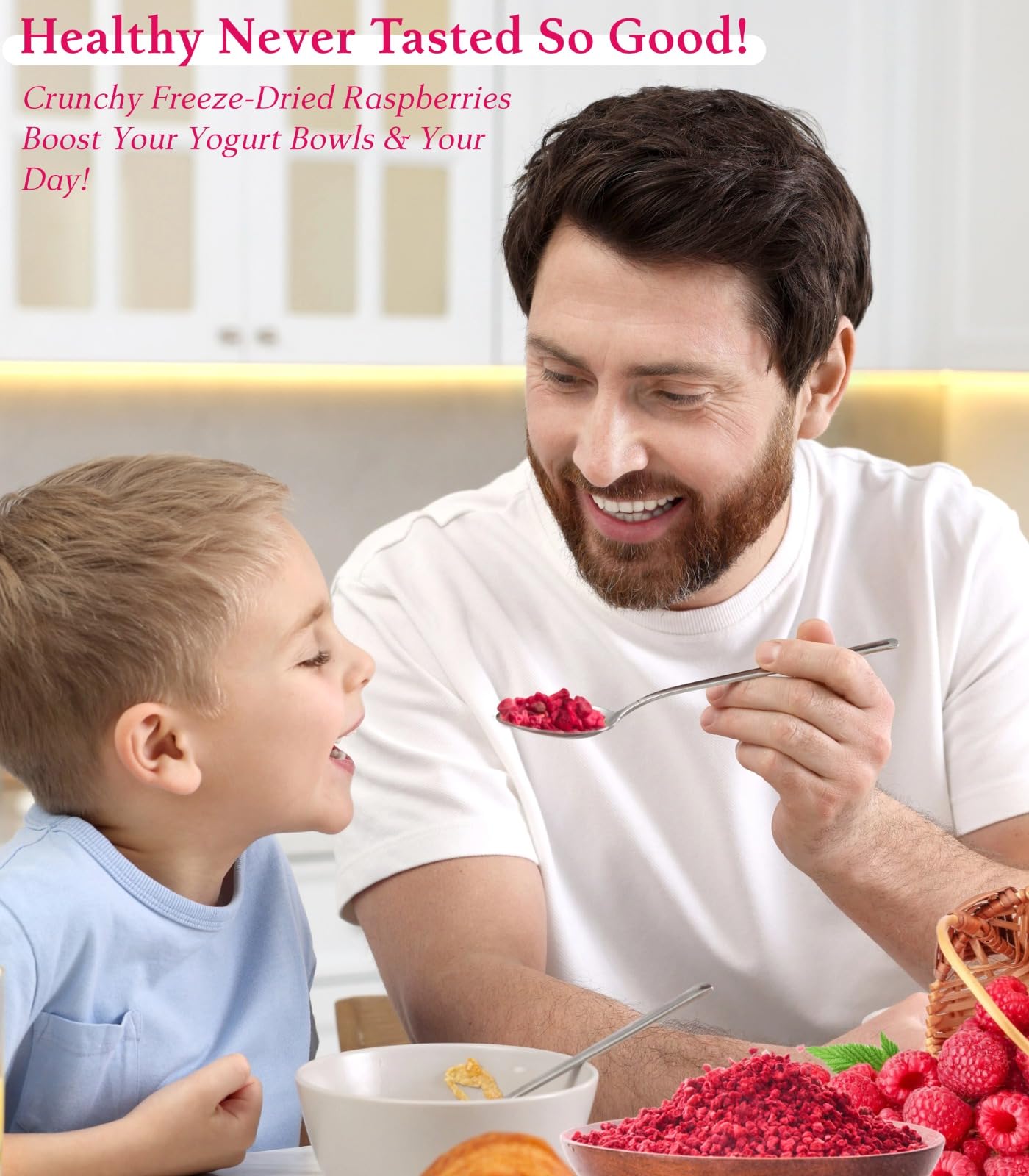 Premium Freeze Dried Raspberry Pieces - 35g (1.2 oz) Dried Berry | No Added Sugar | Crunchy Tart Topping for Yogurt, Snacks, Baking & Smoothies | Resealable Pouch