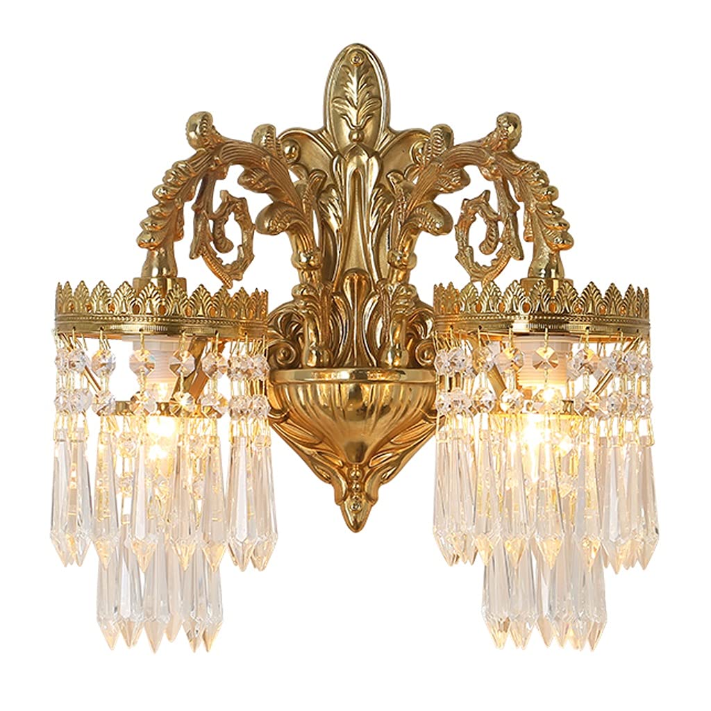 ZTCHSENZT Wall Sconces, Modern Wall Sconce, Wall Lamps Compatible with Living Room Wall Lamp Double Head European Copper Crystal Wall Lamp - Staircase Bedroom Living Room Backgrou,Onecolor